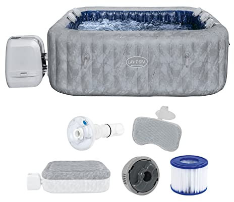 Bestway® Lay-Z-SPA® Energiespar-Whirlpool San Francisco HydroJet Pro™ mit App-Steuerung, für 7 Personen 230 x 230 x 71 cm, Marmor-Optik (Samtgrau)