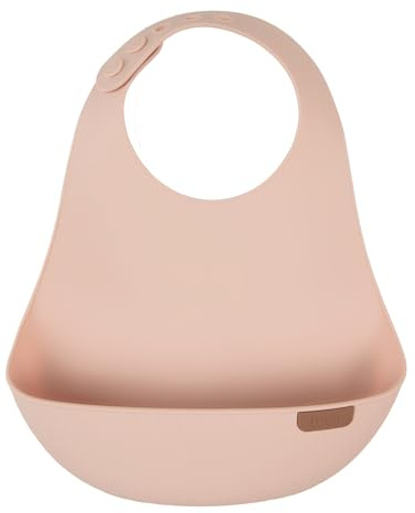 Difrax LOVI – Bavoir en Silicone – Rose Clair Ergonomique Favorise l’autonomie à table sans salir