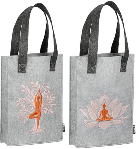 MF 2er Set Filz Geschenktaschen mit spirituellen Motiven, 20 cm breit, 30 cm hoch