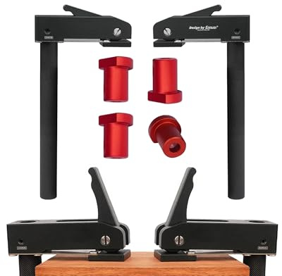 Paquete de 2 abrazaderas grandes MFT para banco con 4 perros de banco, abrazadera de sujeción de acción rápida de escritorio de 20 mm, clip de fijación rápida ajustable, abrazaderas rápidas de mesa de