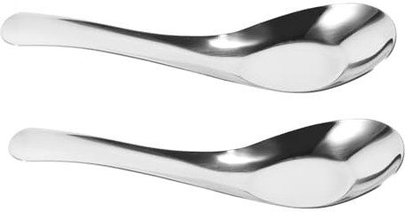 Ciieeo Cucharas De Sopa De Acero Inoxidable 304 Fondo Plano Ergonómicas Para Restaurante Hogar y Escuela Juego De 2 Piezas Para Sopa Papilla y Postre