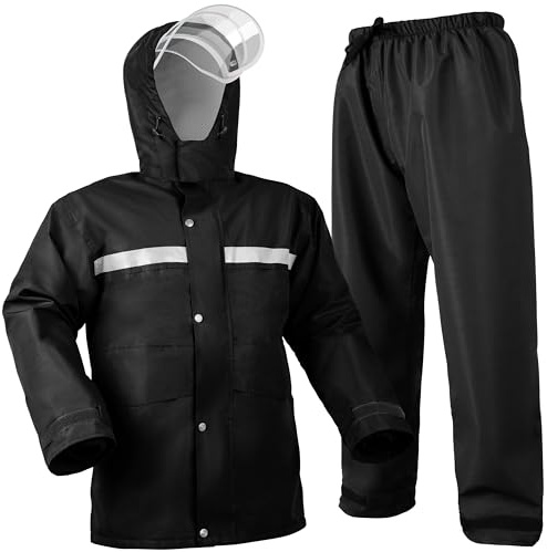 Coralrain Rain Suit Safety Waterproof Rain Jacket and Trouser Suit Raincoat With Hood lining For Men Women Adults Breathable