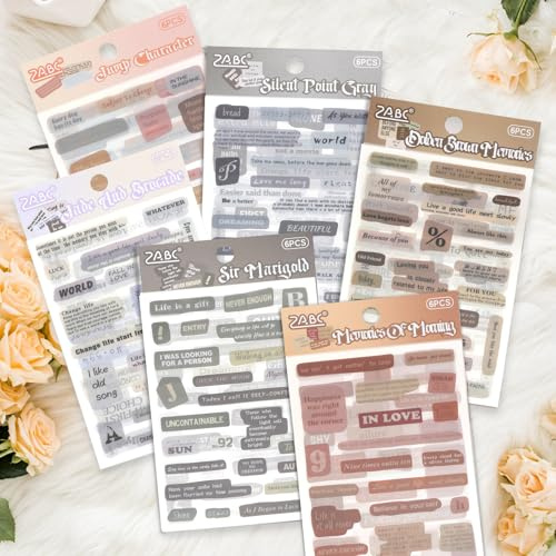 800 Stück Sticker Sprüche, 36 Sheets Scrapbook Aufkleber Stickers, Selbstklebend Bullet Journal Aufkleber Stickers, DIY Motivationsaufkleber Scrapbook Kalender Notizbuch Tagebuch für Zubehör Set