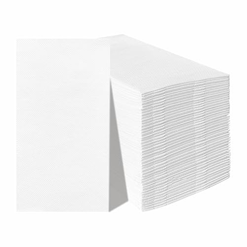 KMAKII 2-Ply Paper Hand Towels Pack of 100 Luxury White Paper Airlaid Disposable Hand Towels/Napkins - 8 Fold (2X Packs of 50)