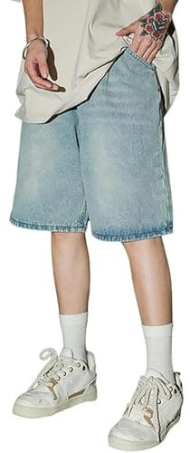 Bonnet Connecte Shorts pour hommes Baggy Jeans courts garçons Baggy Jeans garçons Jorts Baggy Fit Jeans Shorts Shorts Street Dance Shorts Skateboard Shorts Pantalon Imperméable (Light Blue M)