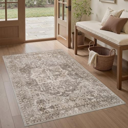 SIXHOME Braun 80 * 150cm Flächenteppiche für das Wohnzimmer Waschbare Teppiche für das Schlafzimmer Vintage Teppiche Wohnzimmerteppiche Traditioneller Schlafzimmerteppich Teppich für das Esszimmer