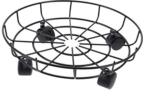 Mikikit 1 Stück Boden des Blumentopfs im Freien Zauberer Stand Anlage drinnen Pflanzenständer mit Rädern Blumentopfregal mit Rollen Metallpflanze Blumentopfer Plastik Black