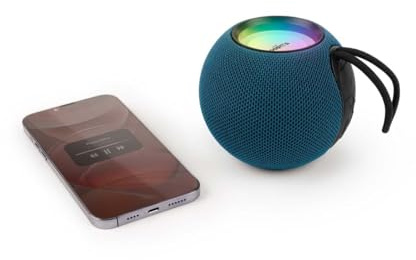 Bigben Enceinte Bluetooth 5.3 Lumineuse 15W, Portable, Effets Lumineux RVB, TWS Stéréo, Lecteur USB/Micro SD, Batterie Rechargeable USB-C - Idéal Ado Fille Garçon – Bleu - PARTYBTBALLBL