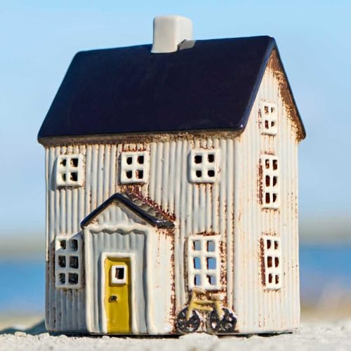 IB Laursen Lichthaus VISBY Beige mit Fahrrad vor der Tür 18 cm Keramik