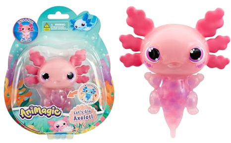 Bizak Animagic Axolotl Animale domestico elettronico e luminoso, rosa + 4 anni, gioco sensoriale & esperienza tattile, corpo estensibile, flotta & bagliore in acqua (64550393-2)