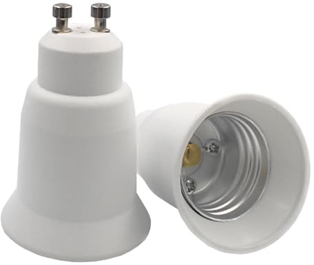 2PCS Gu10 to E26 Adapter, GU10 to Standard Screw in Base E27 Socket Adapter Converter, Heat Resistant Material (GU10 to E26)