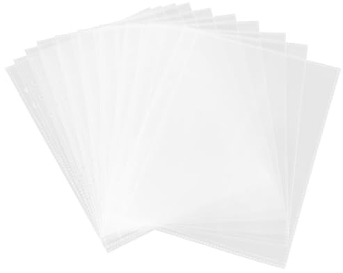 Hemobllo 20Pcs Transparent PVC Six Hole Loose Leaf File Pockets Reusable Binder Inserts for School Student File Protectors Multifunctional Sheet Organizers for Photos Postcards Collections