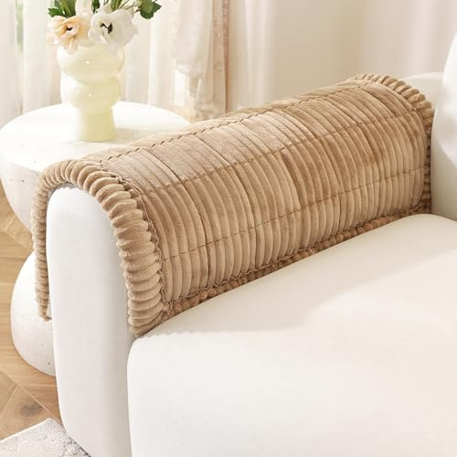 TANTEC Extra Dicke 2er Armlehnenbezüge für Hunde & Katzen, 50 x 60 cm, Kaki | Haustierfreundlich, Waschbar, Anti-Rutsch, Schützt vor Kratzern, Für Sessel, Sitzkissen, Einzelsitzauflage und Rückenlehne