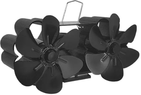 ZGJIAJU Ventilador Estufa Leña Ventilador De Estufa Leña Aluminio Con 6/12 Aspas, For Hogar Alimentado Por Calor, Quemador Ecológico Activado Termómetro(Wall Mounted Set)