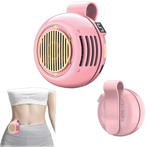 CBDYWVR Portable Silent Bladeless Clip-On Fan, 360° Adjustable with 5 Speeds & Digital Display, Mini USB Rechargeable Cooling Fan for Travel, Outdoor, Office, Desk (Pink)