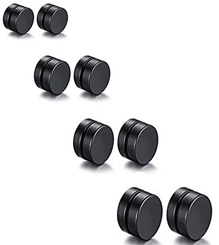 8PCS Asoorted Size 6-12MM Stainless Steel Magnetic Fake, Black, Size No Size