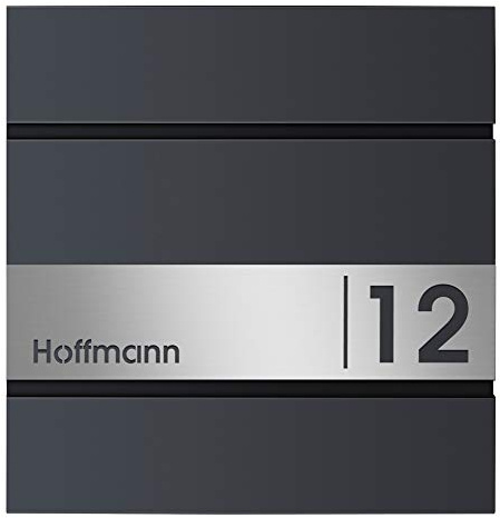 Frabox Briefkasten anthrazit (RAL 7016) - mit Zeitungsfach, Hausnummer, Name - Edelstahl graviert - rostfrei DIN A4 - Made in Germany -