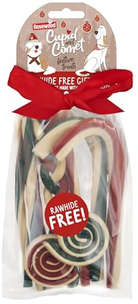 Rosewood Cupid & Comet Hundeleckerlis 280g – Ohne Rohleder, mit echtem Huhn und Süßkartoffel – Sicherer, gesunder Weihnachtssnack für Hunde – Geschenkidee für Weihnachten oder besondere Anlässe