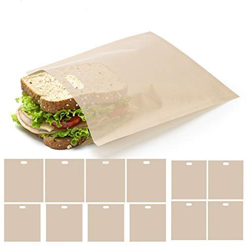 Ahier Toaster Bags, 12 Pack Nonstick Toast Bags for Heat Resistant, 3 Sizes Sandwich Toaster Bags Oven Bags for Toast Cheese Sandwiches, Pizza