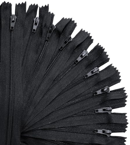 KGS Reißverschlüsse | Farbe: Schwarz | Größe: 12,5 cm / 5 Zoll | 20 Stück/Packung | #3 Reißverschlüsse zur Herstellung von Kleidern, Taschen, Kissenbezügen