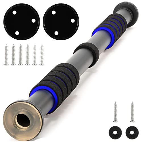 MAXXIVA® Klimmzugstange für Türrahmen schwarz-blau stufenlos einstellbar 63-100 cm Workout Kraftübungen Bodybuilding Fitness-Zubehör Reckstange