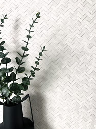 Newroom Vliestapete Weiß Rattan Fischgrät Tapete Wohnzimmer | Feines Korbgeflecht, Herringbone-Struktur, Mustertapete Landhausstil, für Schlafzimmer und Flur