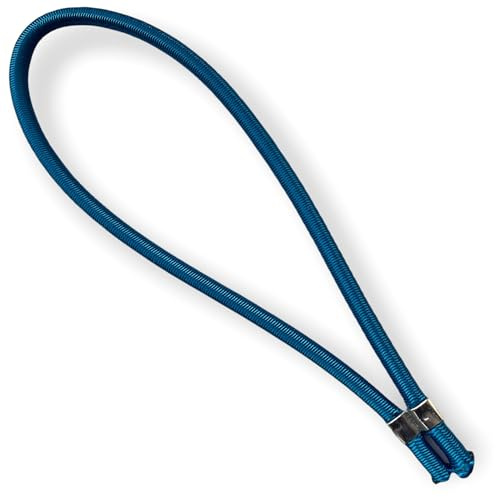 Teletoldo – Tensor elástico para cobertor de Piscina ● Pack de 20 Unidades ● Cuerda de Goma 8 mm con Grapa de Acero Inoxidable ● Azul – Alta Resistencia Exterior