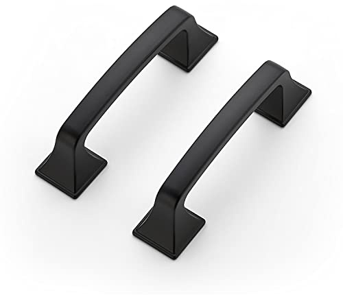 Ravinte 30 Pack Solid 3 Inch Square Foot Arch Pulls Kitchen Cabinet Handles Matte Black Drawer Pulls Kitchen Cabinet Hardware for Cupboard Handles