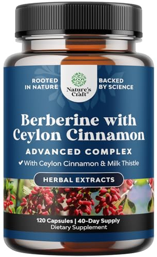 Balancing Berberine Plus 1200mg Per Serving Complex - Antioxidant Berberine with Ceylon Cinnamon Capsules Plus Silymarin Milk Thistle Extract -Active PK for Heart Health and Sugar Support - 120 Count
