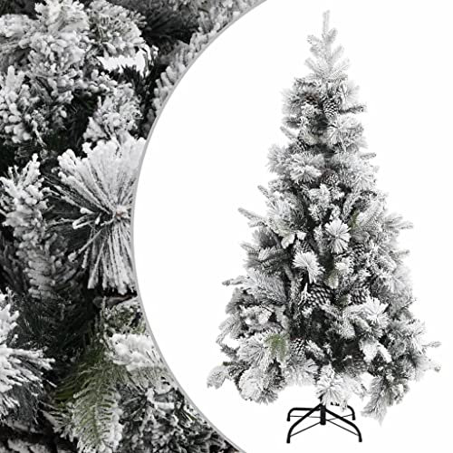 INLIFE Weihnachtsbaum mit Zapfen Beschneit 225 cm PVC & PE