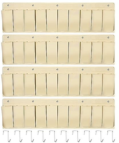 Berlune 4 Stück Wohnmobil-Schuhtaschen, Wohnmobil-Schuhaufbewahrung, Organizer, 10 Taschen, hängende Nachttisch-Aufbewahrung mit 20 stabilen Haken, 111 cm, zum Aufhängen an der Tür, Schuhhalter für