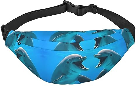 Wasserdichte Gürteltasche aus Polyester für Herren, leicht und langlebig, ideal für Frauen und Männer, Kinder, Handabdruck, Niedlicher Delphin, Einheitsgröße