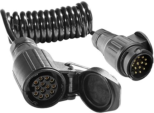 AgriShop Anhänger Verlängerungskabel Adapter13-Polig auf 13 Polig,1.8M Spiralkabel Anhänger 13 polig Anhänger Verlängerung mit Männlich Weiblich Stecker,Adapter Anhängerkupplung 13 auf 13 polig CE