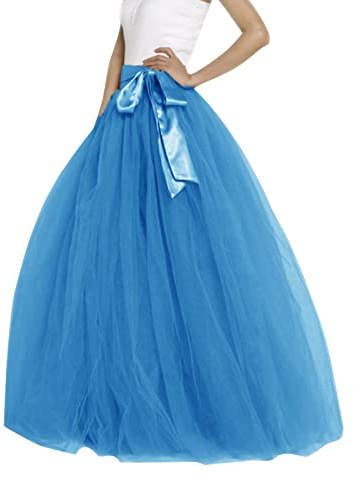 Tüllrock Damen Lang Tüll Rock Tütü Karneval Kostüm Petticoat Unterrock 50er Vintage Ballet Tanzrock Tanzkleid Ballkleid Ballett tütü Rockabilly für Halloween Karneval Party BU3
