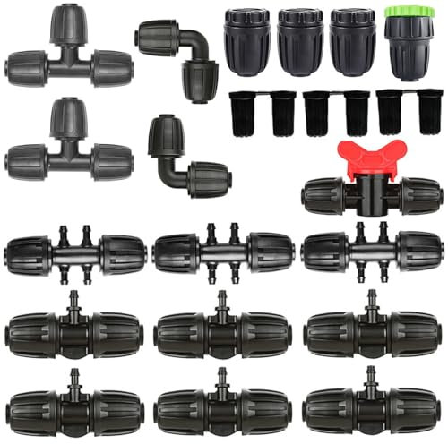Connettore tubo da Giardino Connettori a T con Spinato Irrigazione a Goccia Connettore Tubo a sei vie, HOINCO Adattatore Per Irrigazione per 1/2 Pollice a 1/4 di Pollice Tubo per Irrigazione(Nero)