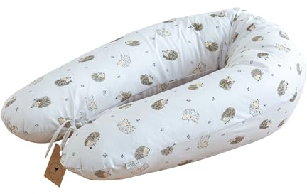 LOOLAY Coussin de Grossesse - Coussin d'allaitement 170 cm - Coussin pour Sommeil latéral 100% Coton - avec Housse Amovible - Coussin de Grossesse pour Dormir (Hérisson)