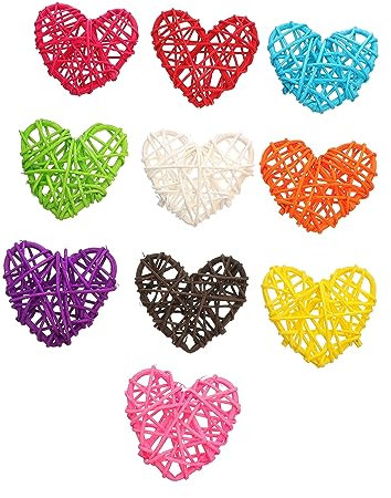 AOKWAWALIY 10St Herz-Anhänger Papageienspielzeug herzförmige Vase Sustainability hochzeitsdeko rote Ornamente Medaillon Herzförmige Rattanbehänge Anhänger im Rattan-Design hohl schmücken