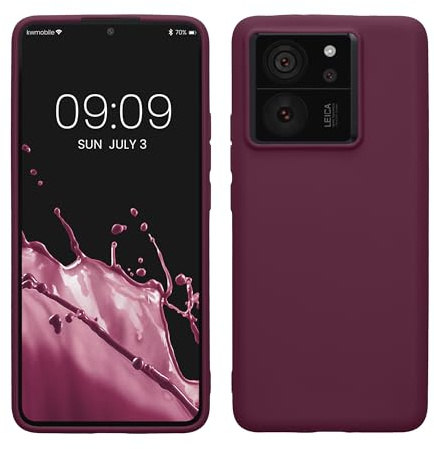 kwmobile Funda para Xiaomi 13T / 13T Pro Carcasa - Ultrafina de TPU y Silicona con Bordes elevados anticaídas - Violeta Burdeos
