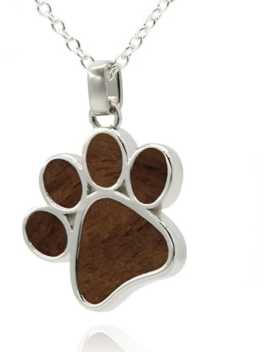NaturSchatulle Kette mit Anhänger Holz Paw Light Halskette Silber 925 Holzanhänger Damen Kettenanhänger Pfote Holzschmuck Charms 50cm