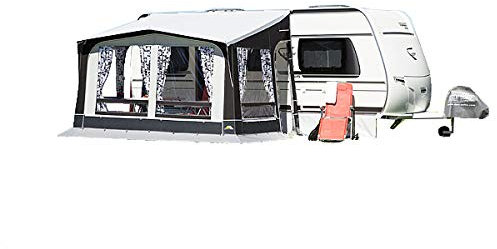 dwt Wohnwagen Vorzelt Jazz 240 cm tief in 4 Größen, Reise- und Saisonzelt mit flexiblen Abspannleitern & geöstem Erdstreifen, Größe:450 x 240 cm (BxT)