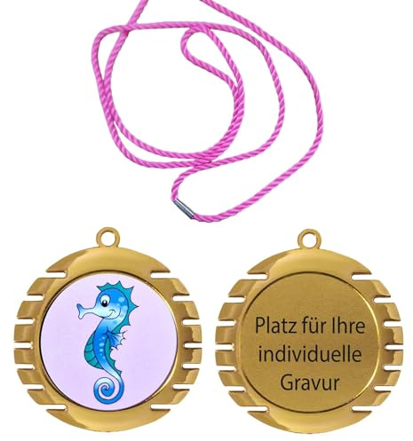 eberin · XL Medaille Schwimmen Ø 70mm · Seepferdchen · Frühschwimmer Medaillen · Schwimmabzeichen · Medaille in Gold//Silber//Bronze · Medaille personalisierbar mit Gravur ·