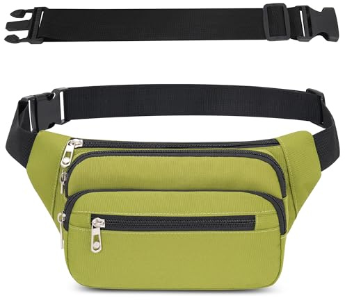 IHIGOGOFA Bumbags midja midjeväska mode magväska med 65 cm utökat bälte för hundpromenader klättring vandring resor cykling flickor damer män kvinnor, gRÖN, En storlek, magväska med 65 cm utökat bälte
