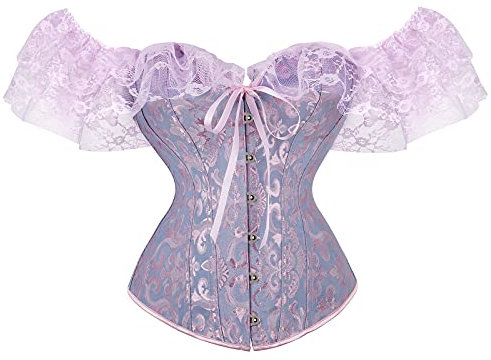 GPLOPEEY Corsé sexy para mujer, estilo vintage, floral, moldeador de la cintura, corsés de espina de pescado, con cordón, vendaje, lencería, 01 Morado, XL