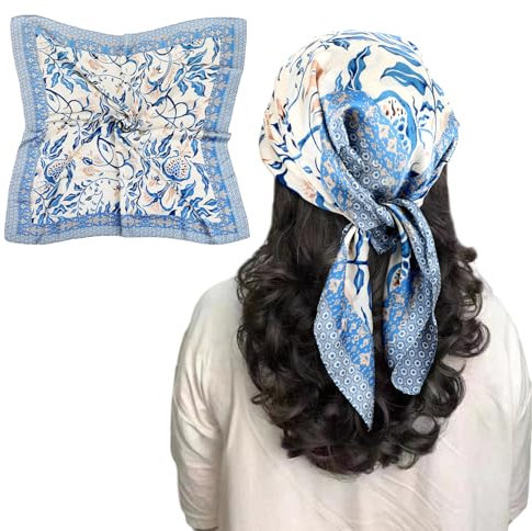 JIYIN Bandana Damen, 70x70cm Kopftuch Damen Quadratisches satin-Kopftuch Elegante Seidentuch Damen Seidentücher Tuch Seiden Haarschmuck