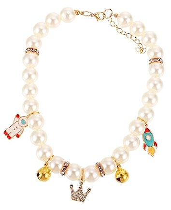 BUGUUYO Edle Halskette Für Katzen Hundehalsband Mit Glöckchen Dekoratives Kätzchenhalsband Bequem & Hautfreundlich Für Den Täglichen Gebrauch Partys Weihnachten Geburtstage Hochzeiten