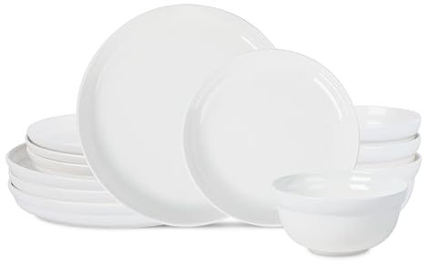 Stone Lain Virtuo 12-Piece Dinnerware Set Porcelain, White