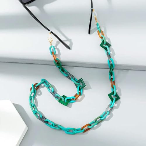 FUPOHUA Brillenkette, gemischtes Acryl, zum Aufhängen am Hals, Brillenseil, Brillenkette, modisch, geometrisch, Anti-Verlust-Sonnenbrillenkettenhalter