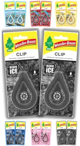 WUNDER-BAUM Lot de 2 diffuseurs d'odeur Black Ice pour intérieurs de véhicules