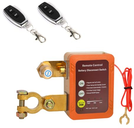 EVIEUN Drahtloser Ferngesteuerter Auto Trennschalter 12V 240A Orange | Automatic Batterie Trennschalter Mit Fernbedienung,Batterietrennschalter Kill Switch für ATV,Anhänger,Boote,Auto,LKW,RV