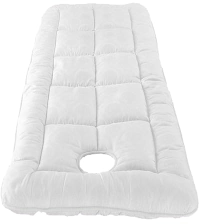 LDLCYCN White(h),70x185cm(T), Massagetischauflage Verdickte Salon-Bettauflage Atmungsaktiv Mit Gesichtsloch Für SPA Beauty Massage-Matratzenauflage Mit Gummiband Runder Trapezförmiger Kopf